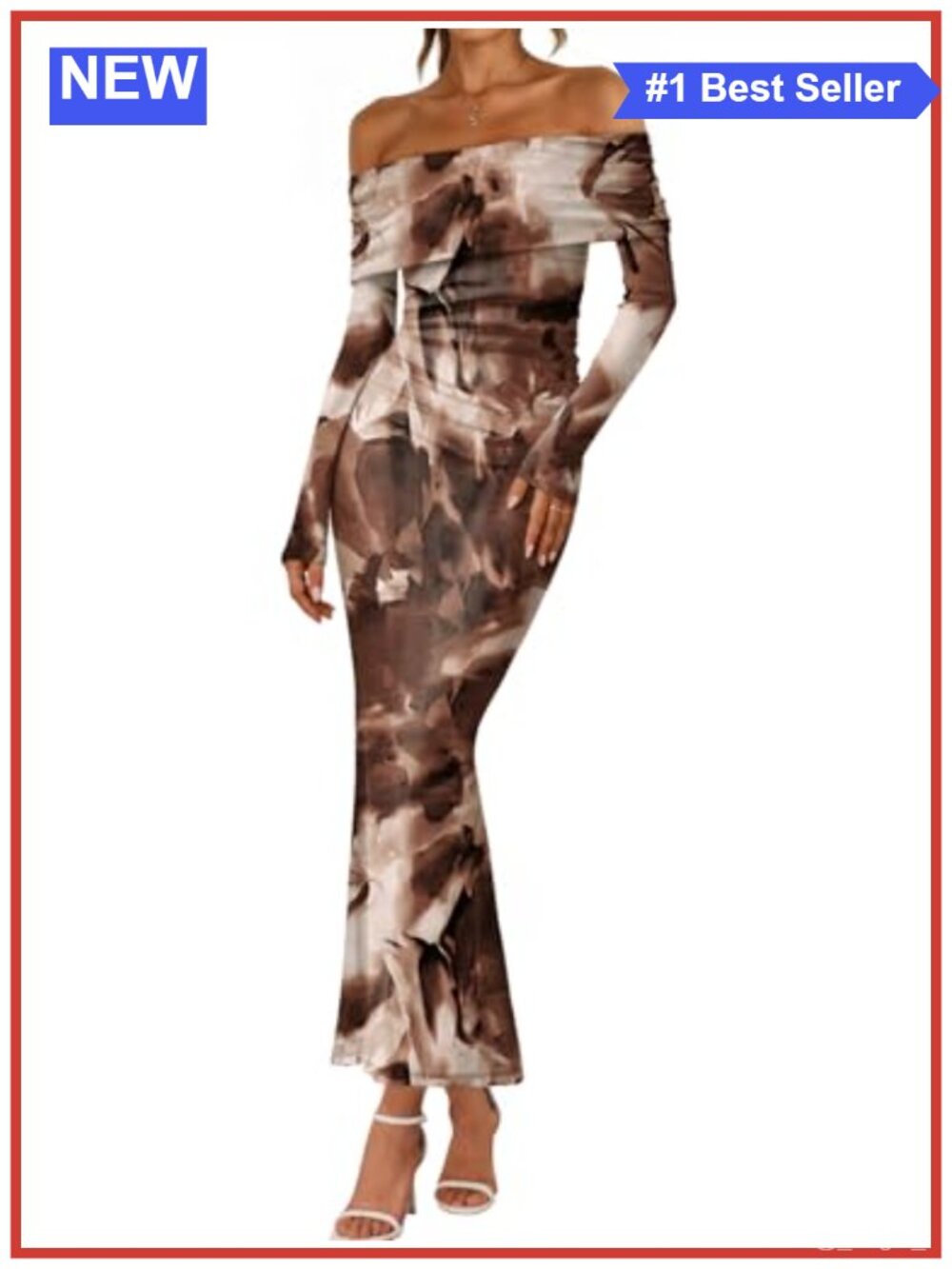Womens Off Shoulder Floral Bodycon Maxi Dress Long Sleeve Wedding Guest